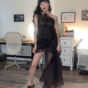 Collina Strada Black Asymmetrical Dress